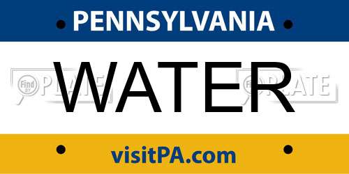 WATER Pennsylvania License Plate