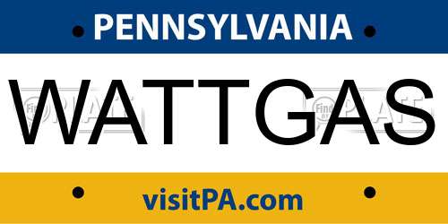 WATTGAS Pennsylvania License Plate