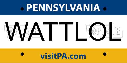 WATTLOL Pennsylvania License Plate