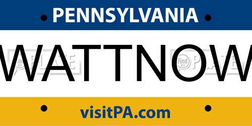 WATTNOW Pennsylvania License Plate