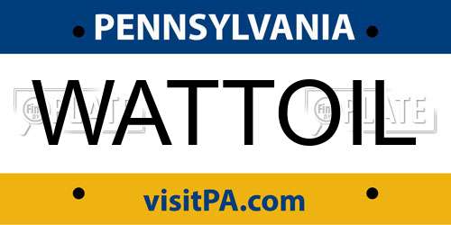 WATTOIL Pennsylvania License Plate