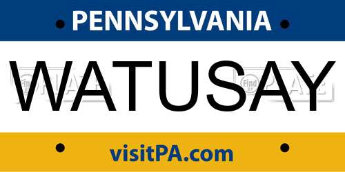 WATUSAY Pennsylvania License Plate