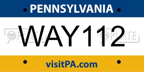 WAY112 Pennsylvania License Plate