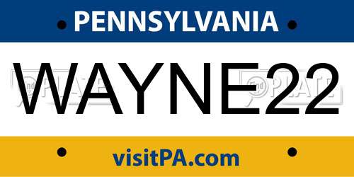 WAYNE22 Pennsylvania License Plate