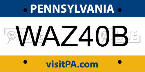 WAZ40B Pennsylvania License Plate