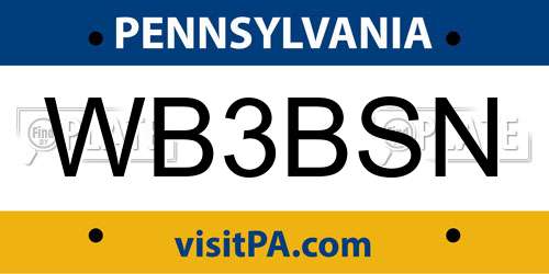 WB3BSN Pennsylvania License Plate