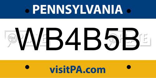 WB4B5B Pennsylvania License Plate