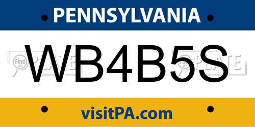WB4B5S Pennsylvania License Plate