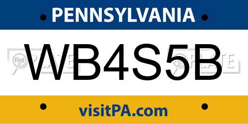 WB4S5B Pennsylvania License Plate