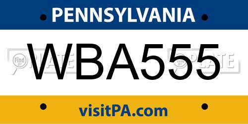 WBA555 Pennsylvania License Plate