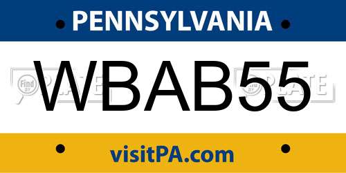 WBAB55 Pennsylvania License Plate