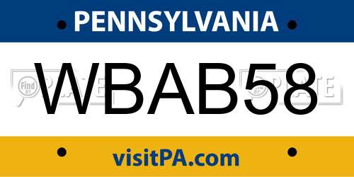 WBAB58 Pennsylvania License Plate