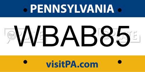 WBAB85 Pennsylvania License Plate