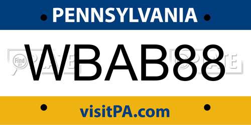 WBAB88 Pennsylvania License Plate