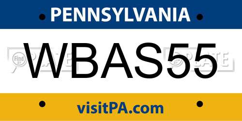 WBAS55 Pennsylvania License Plate