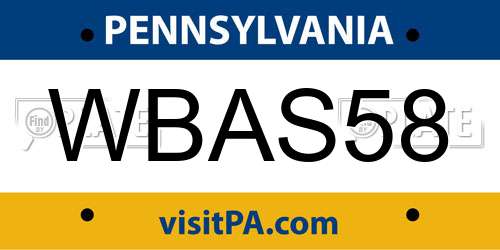 WBAS58 Pennsylvania License Plate