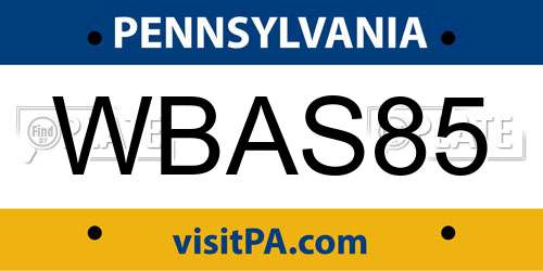 WBAS85 Pennsylvania License Plate