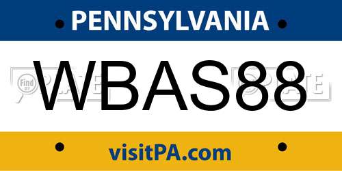 WBAS88 Pennsylvania License Plate