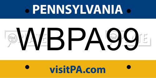WBPA99 Pennsylvania License Plate
