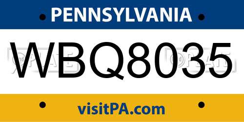WBQ8035 Pennsylvania License Plate