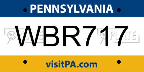 WBR717 Pennsylvania License Plate