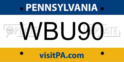 WBU90 Pennsylvania License Plate