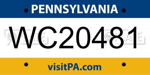 WC20481 Pennsylvania License Plate