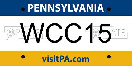WCC15 Pennsylvania License Plate