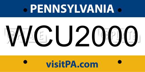 WCU2000 Pennsylvania License Plate