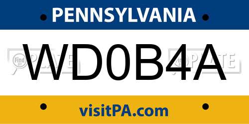 WD0B4A Pennsylvania License Plate