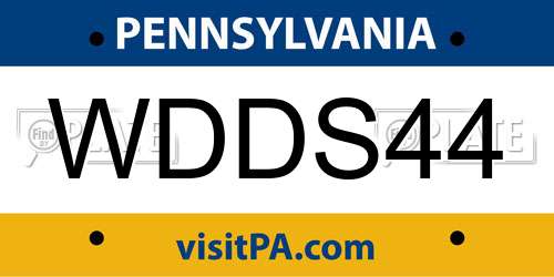 WDDS44 Pennsylvania License Plate