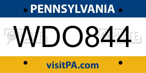 WDO844 Pennsylvania License Plate