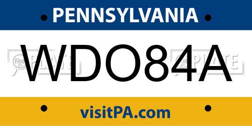 WDO84A Pennsylvania License Plate