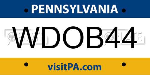WDOB44 Pennsylvania License Plate