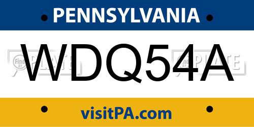 WDQ54A Pennsylvania License Plate