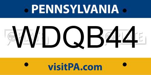 WDQB44 Pennsylvania License Plate