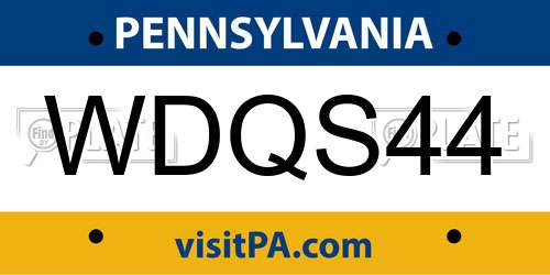 WDQS44 Pennsylvania License Plate