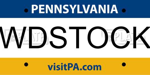 WDSTOCK Pennsylvania License Plate