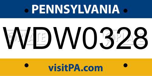 WDW0328 Pennsylvania License Plate