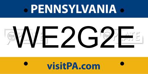 WE2G2E Pennsylvania License Plate