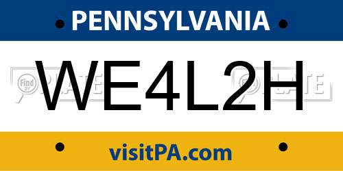 WE4L2H Pennsylvania License Plate