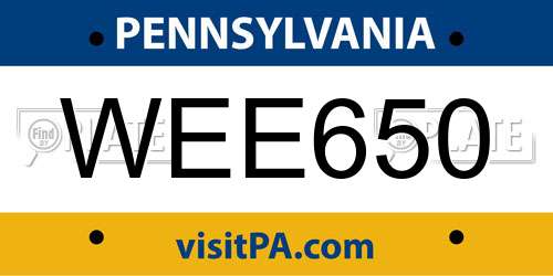 WEE650 Pennsylvania License Plate