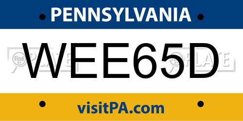 WEE65D Pennsylvania License Plate