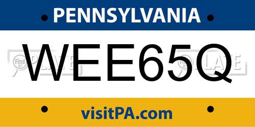WEE65Q Pennsylvania License Plate