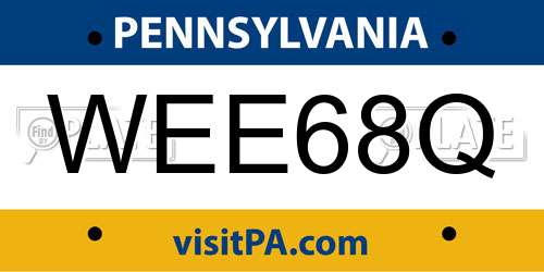 WEE68Q Pennsylvania License Plate
