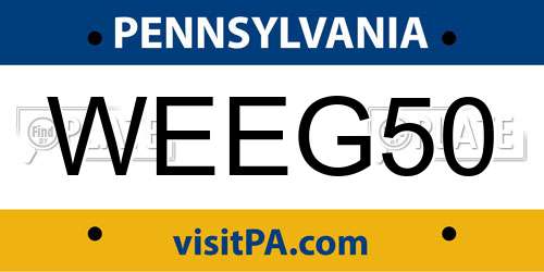 WEEG50 Pennsylvania License Plate