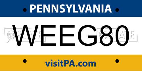 WEEG80 Pennsylvania License Plate