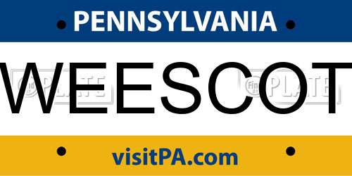 WEESCOT Pennsylvania License Plate