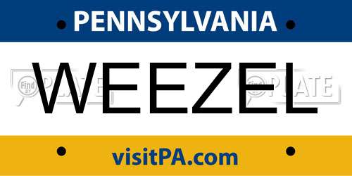 WEEZEL Pennsylvania License Plate