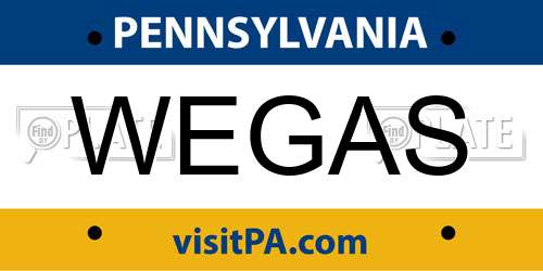 WEGAS Pennsylvania License Plate